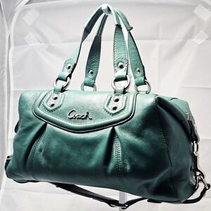 EUC Medium Coach Ashley F19247 Teal / Turquoise Leather Satchel
